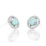 2.50 Ct Opal Created Round Halo Stud Earring