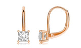 Diamond Princess Cut Leverback Earringin 18K Rose Gold Plated