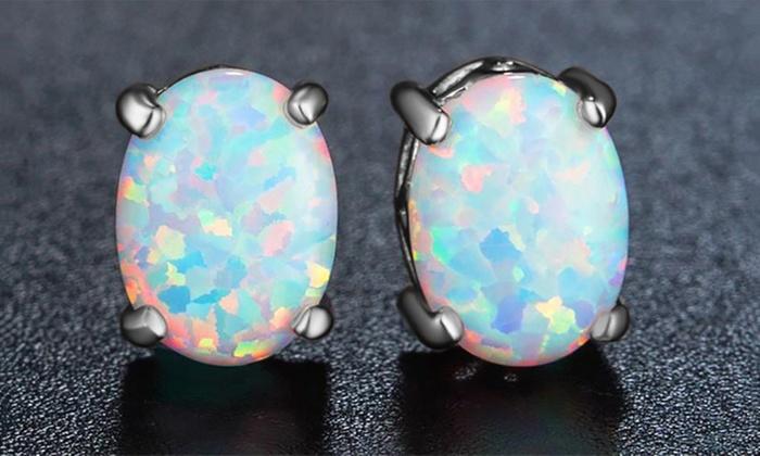 3.00 CT Oval Cut Opal Stud Earrings