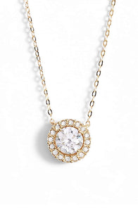 1.00 CT Swarovski Crystal Halo Disc Necklace 18"