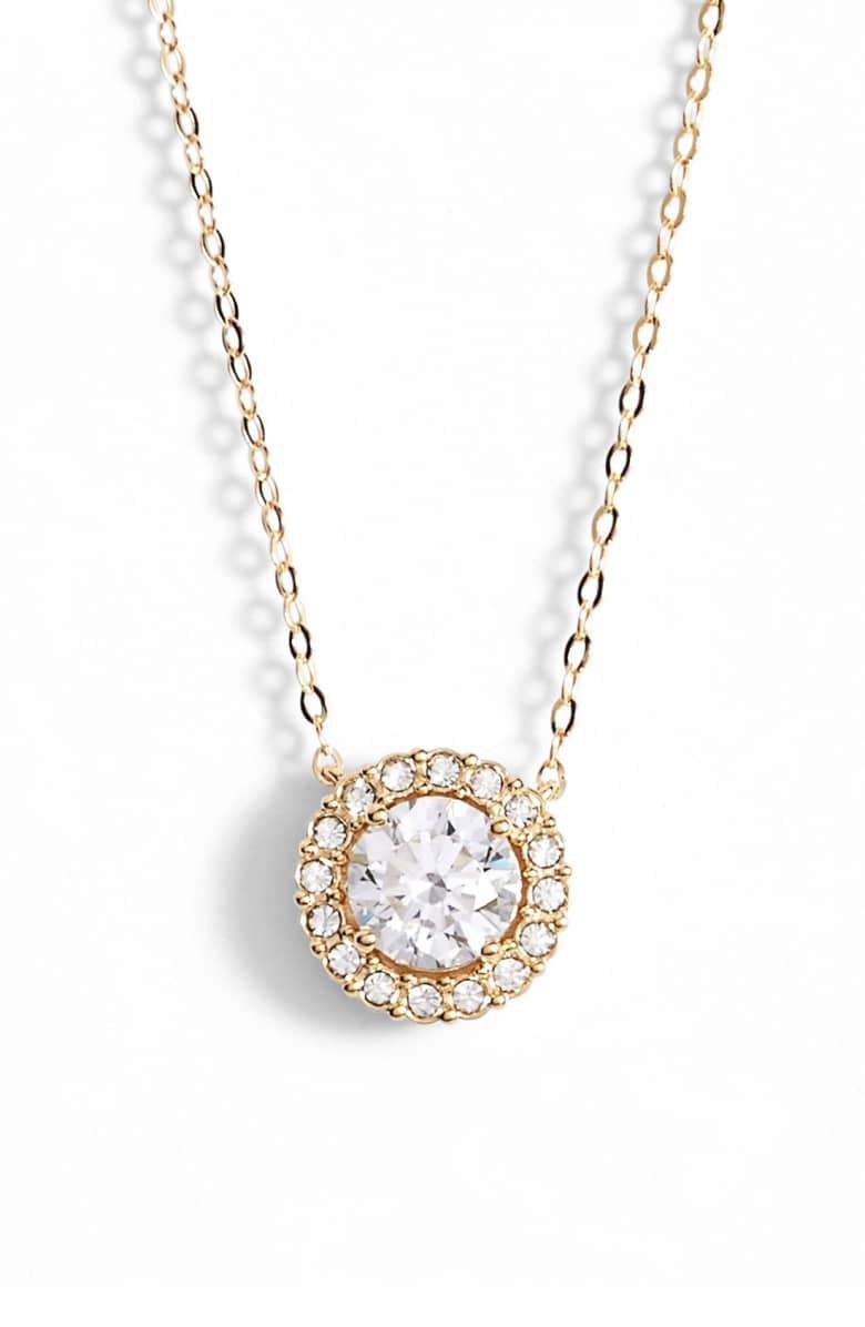 1.00 CT Swarovski Crystal Halo Disc Necklace 18
