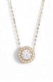 1.00 CT Swarovski Crystal Halo Disc Necklace 18"