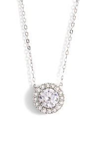 1.00 CT Swarovski Crystal Halo Disc Necklace 18"