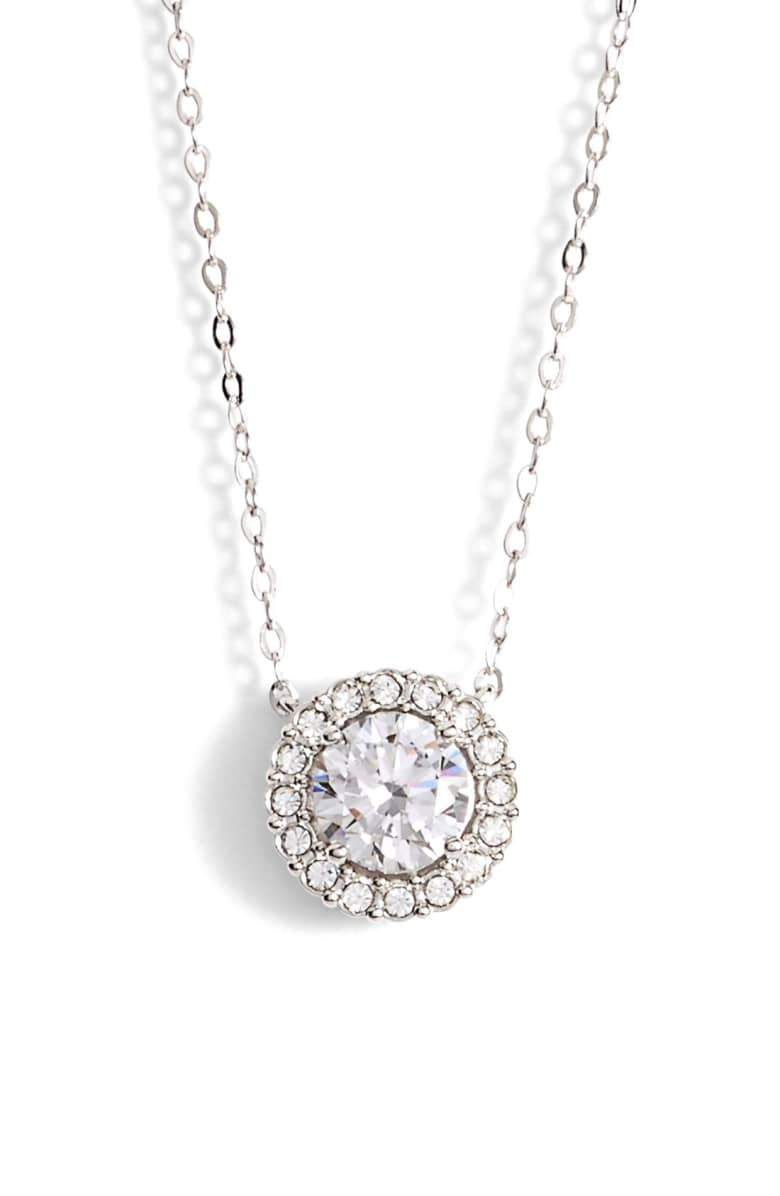 1.00 CT Swarovski Crystal Halo Disc Necklace 18