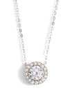 1.00 CT Swarovski Crystal Halo Disc Necklace 18"