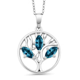 Motherly Blue Topaz Tree Of Life Necklace