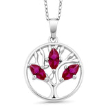 Motherly 2.00 CT Ruby Pear Cut Tree Of Life Necklace