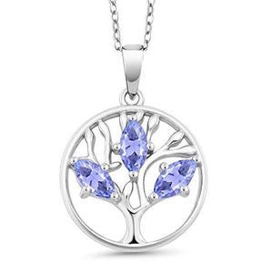 Motherly 2.00 CT Amethyst Pear Cut Tree Of Life Necklace