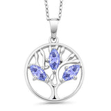 Motherly 2.00 CT Amethyst Pear Cut Tree Of Life Necklace