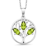 Motherly 2.00 CT Peridot Pear Cut Tree Of Life Necklace