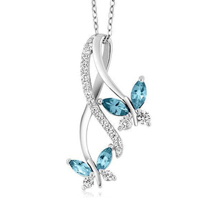 Mother and Child Butterfly Blue Topaz Necklace
