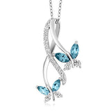 Mother and Child Butterfly Blue Topaz Necklace