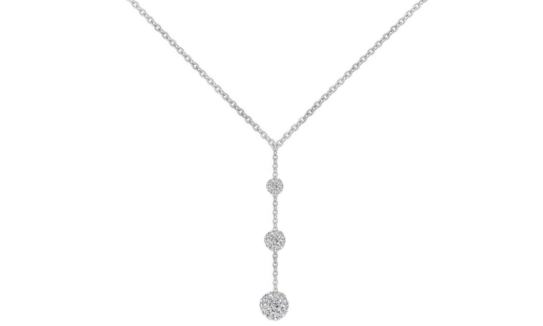 Tripple Embellished with Swarovski Crystals Ball Drop Necklace