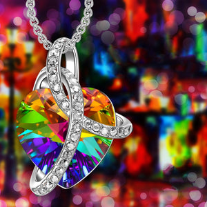 Rainbow Heart Swarovski Crystal Necklace