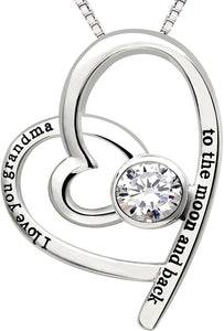 "I Love you Grandma to the moon and back" Heart Necklace