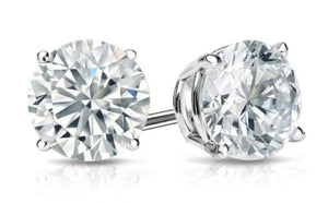 White Topaz Stud Earring in 14K White Gold Plated 4mm