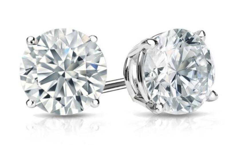 White Topaz Stud Earring in 14K White Gold Plated 4mm
