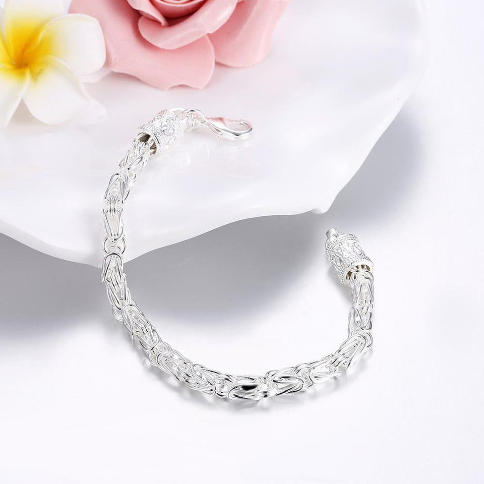 Byzantine Bracelet in 18K White Gold Plated 7.5"