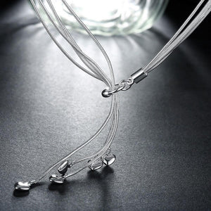 5 Dangling Heart in 18K White Gold Plated 18"
