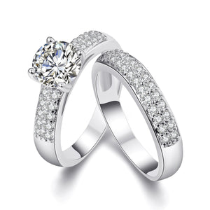 Swarovski Elements Duo 14K White Gold Ring