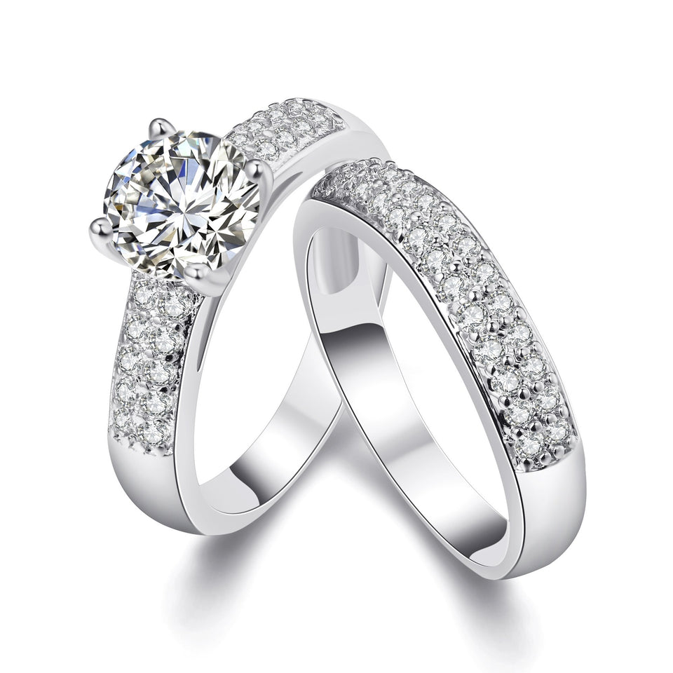 Swarovski Elements Duo 14K White Gold Ring