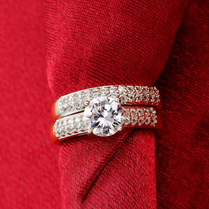 Swarovski Elements Duo 14K White Gold Ring