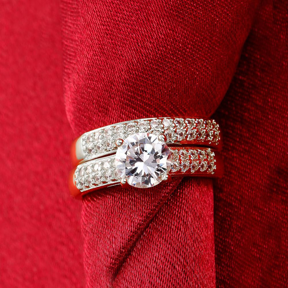 Swarovski Elements Duo 14K White Gold Ring