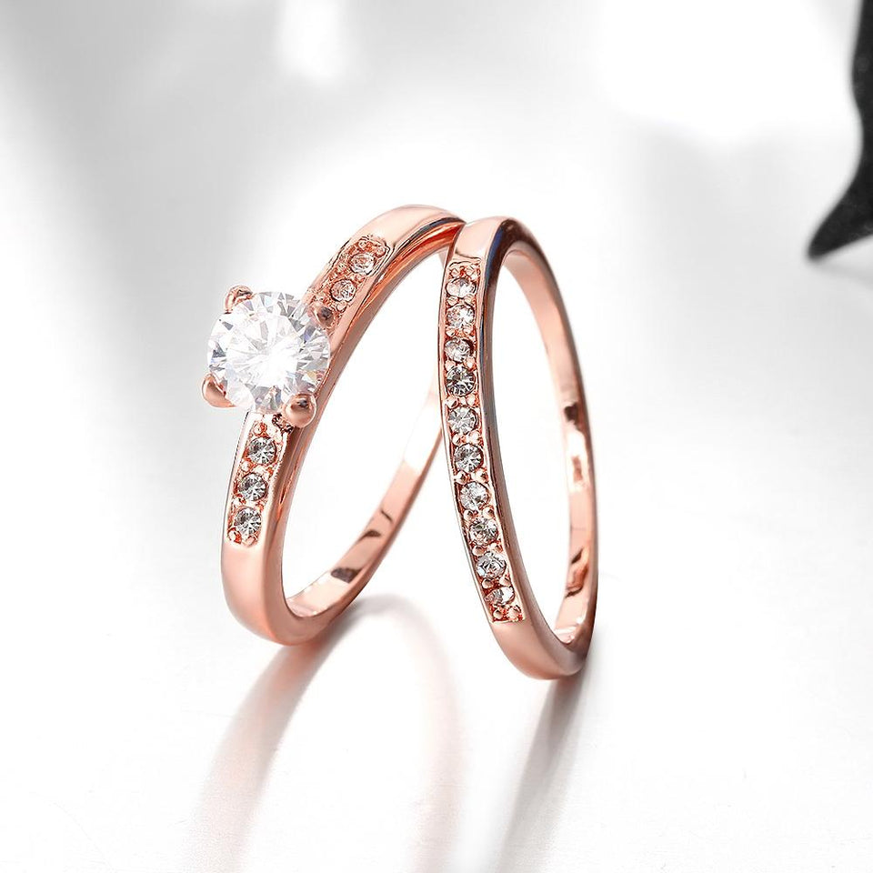 Swarovski Elements Duo Classical 18K Rose Gold Ring