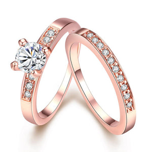 Swarovski Elements Duo Classical 18K Rose Gold Ring