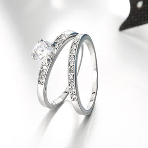 Swarovski Elements Duo Classical 14K White Gold Ring