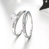 Swarovski Elements Duo Classical 14K White Gold Ring