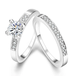 Swarovski Elements Duo Classical 14K White Gold Ring