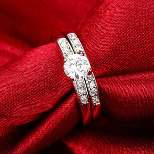 Swarovski Elements Duo Classical 14K White Gold Ring