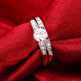 Swarovski Elements Duo Classical 14K White Gold Ring