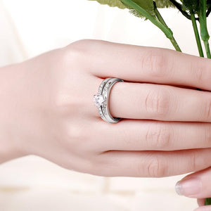 Swarovski Elements Duo Classical 14K White Gold Ring