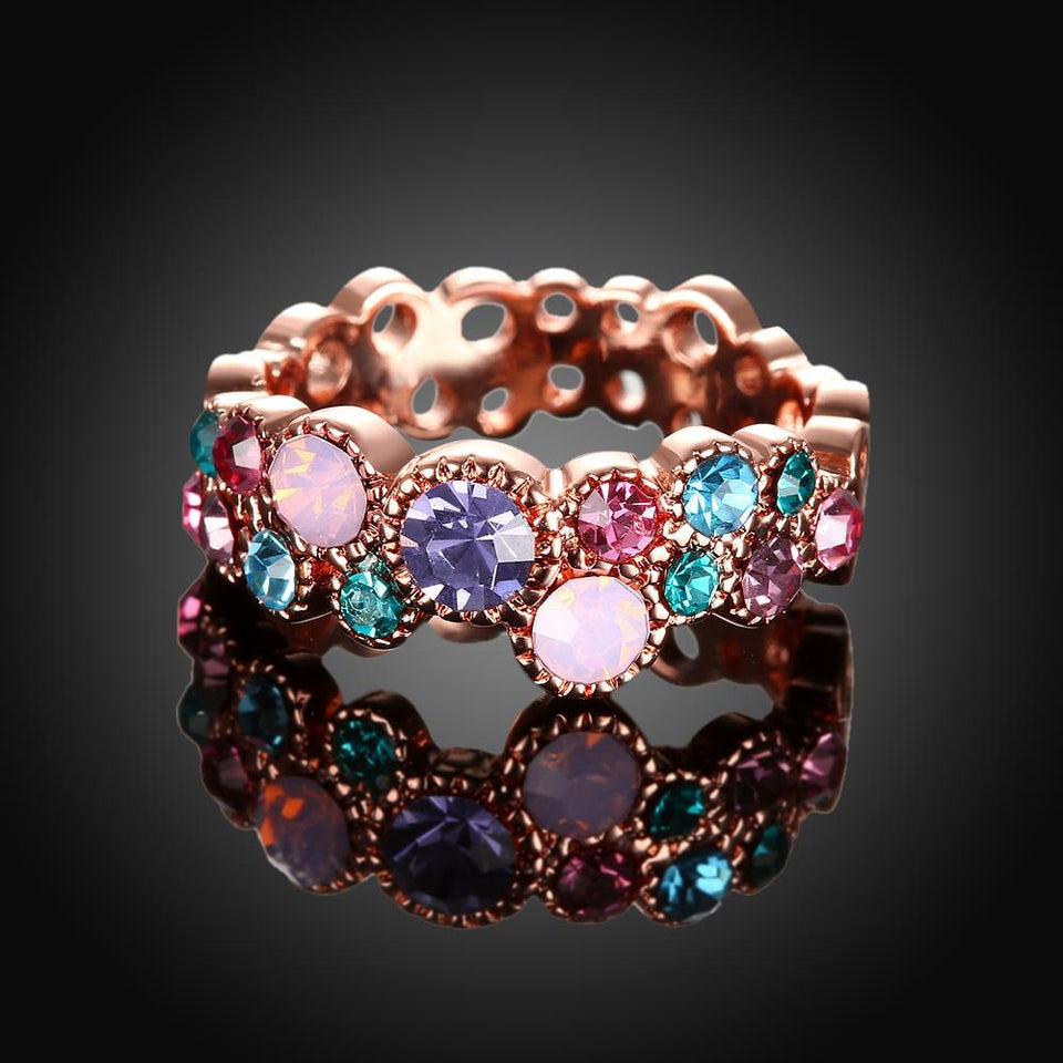 Rainbow Swarovski Multi-Circular Ring