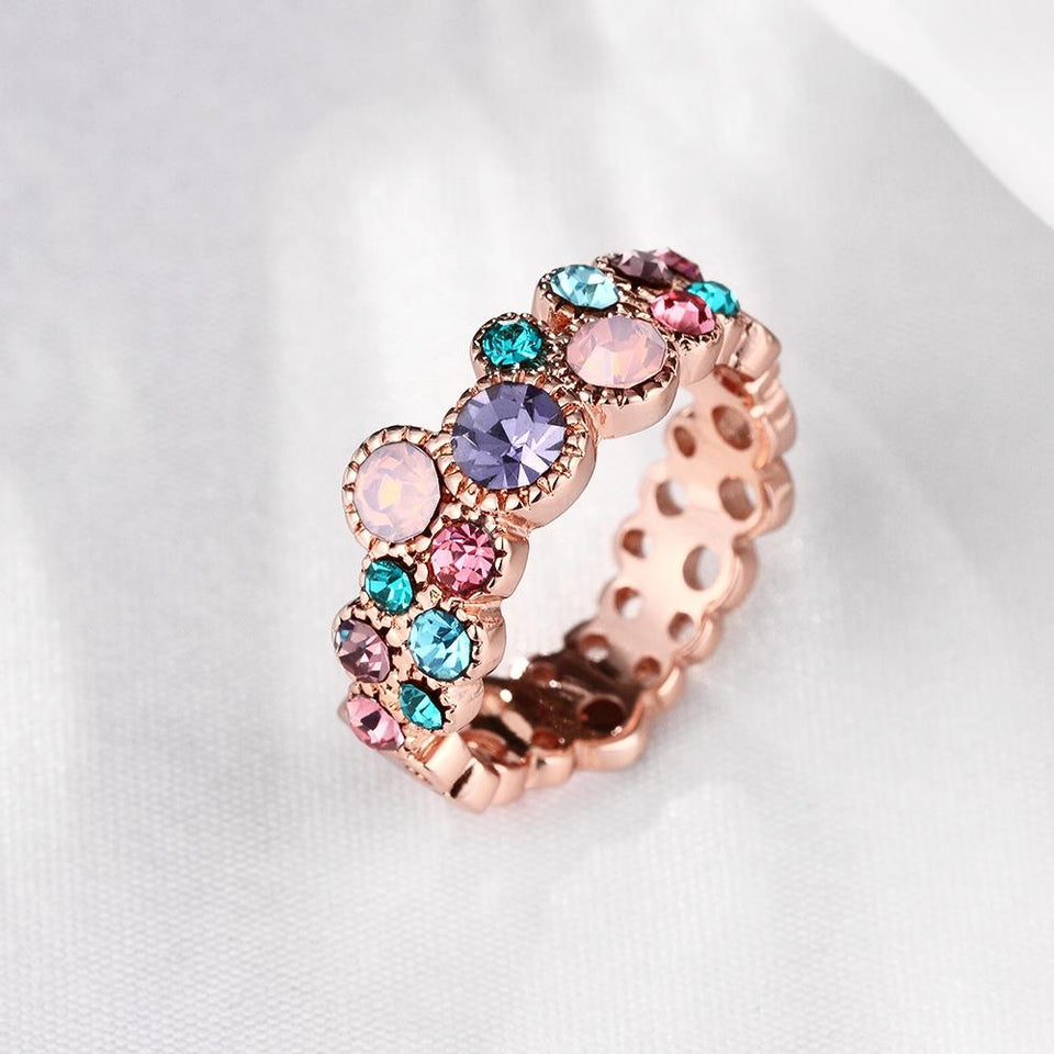 Rainbow Swarovski Multi-Circular Ring
