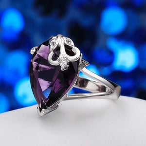 Amethyst Pear Cut 18K White Gold Ring