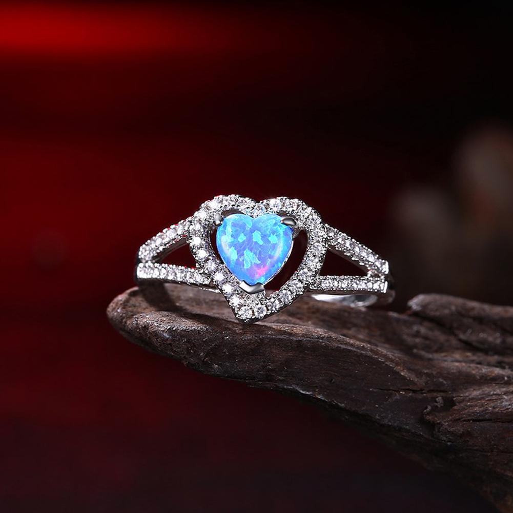 Heart Shaped Cut Opal Ring in 18K White Gold