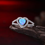 Heart Shaped Cut Opal Ring in 18K White Gold