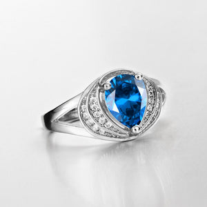 Blue Swarovski Duo Halo Cocktail Ring