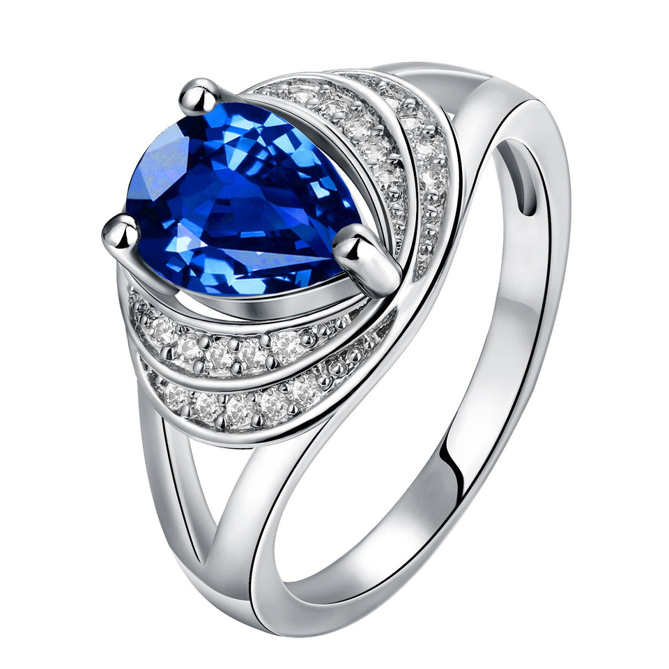 Blue Swarovski Duo Halo Cocktail Ring