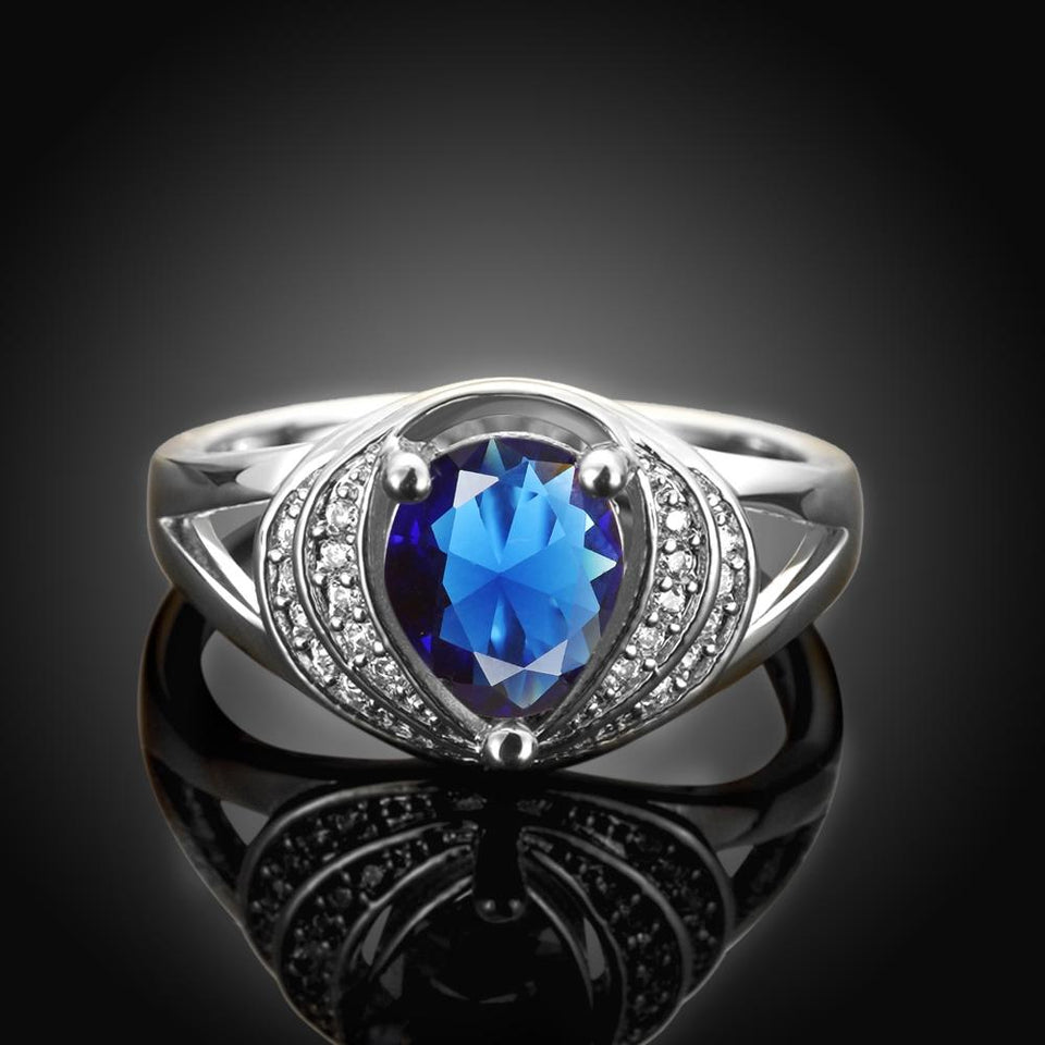 Blue Swarovski Duo Halo Cocktail Ring