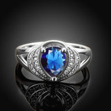 Blue Swarovski Duo Halo Cocktail Ring