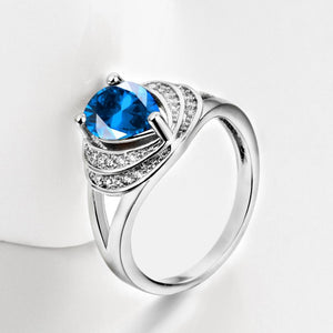 Blue Swarovski Duo Halo Cocktail Ring