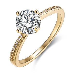 Swarovski Elements Simple Solitaire Ring in 18K Gold