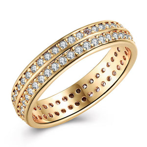 Two Lining Swarovski Elements 18K GoldPlating Band