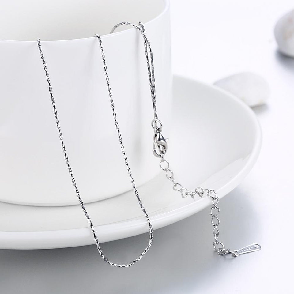 18K White Gold Plated  Mini Singapore Chain Necklace