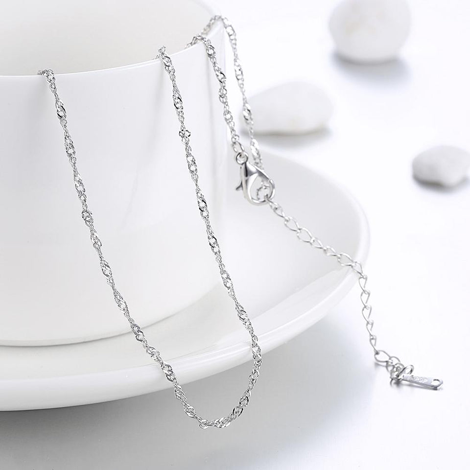 18K White Gold Plated Twisted Roc Chain Necklace