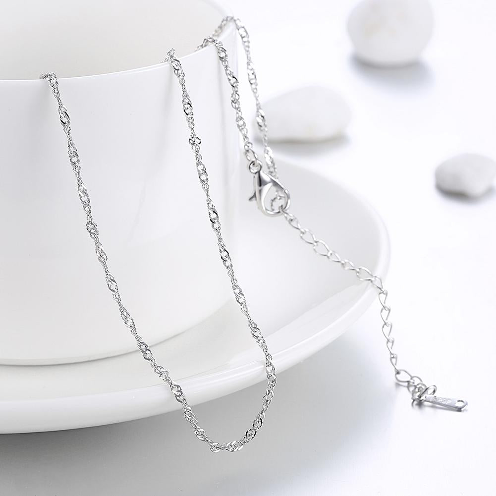 18K White Gold Plated Twisted Roc Chain Necklace